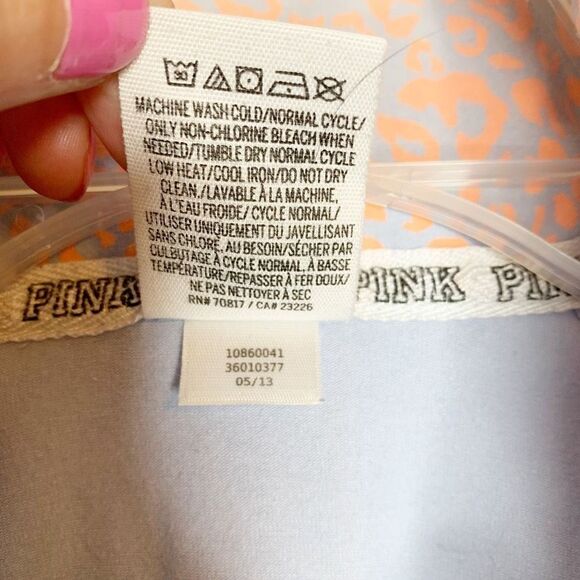 PINK Victoria's Secret Light Lavender Neon Cheetah Collar 1/2 Zip Sweatshirt M - Picture 8 of 11